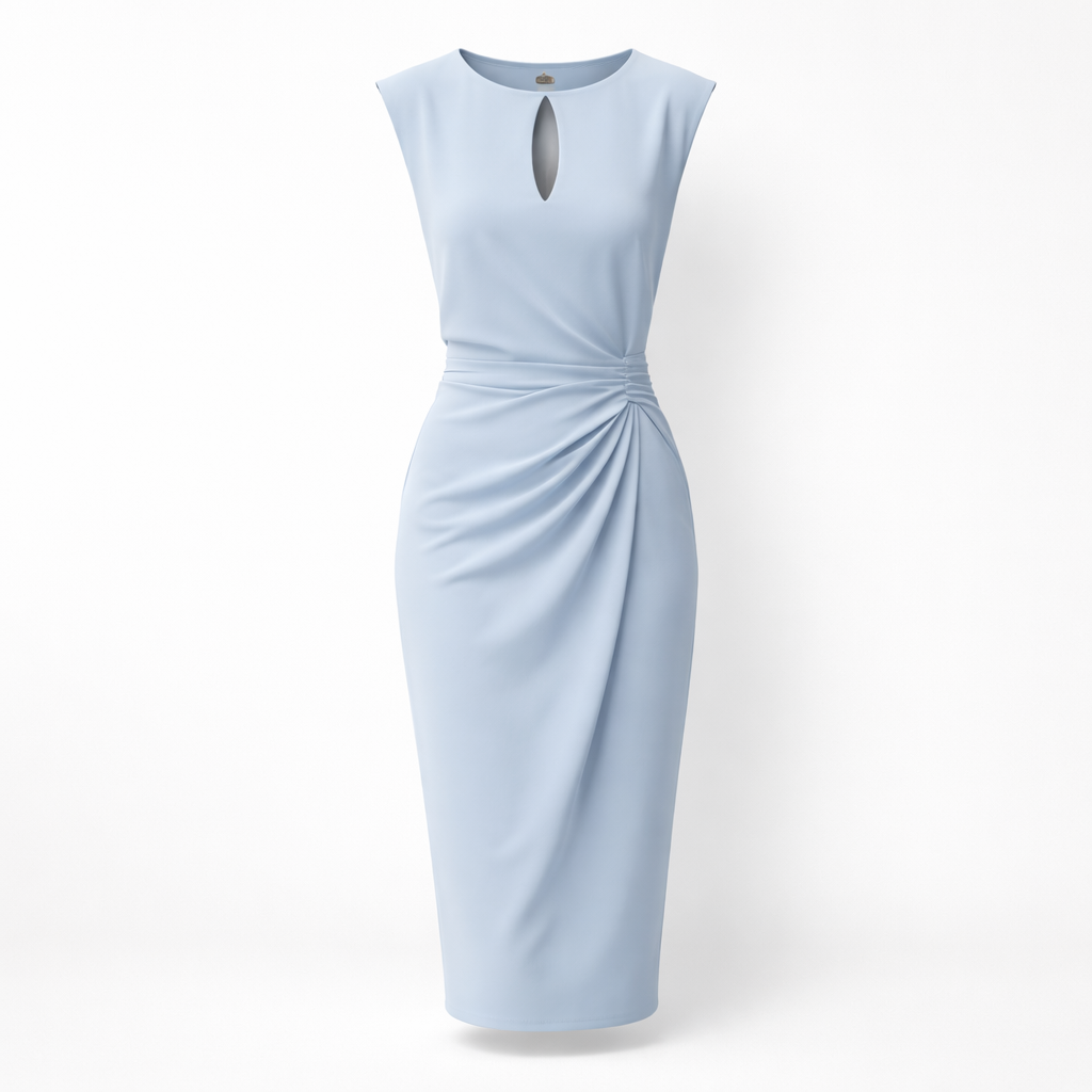 Bonnie Ruched Keyhole Midi Dress