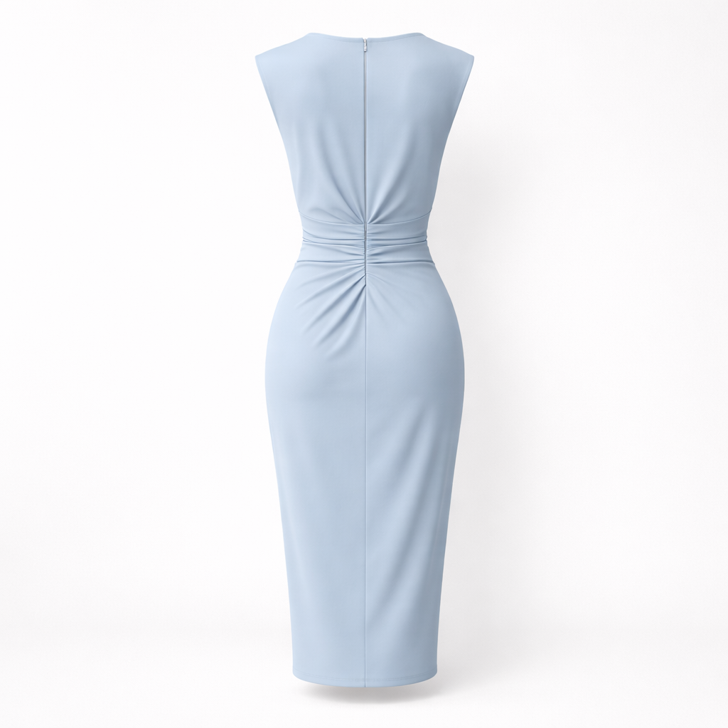 Bonnie Ruched Keyhole Midi Dress
