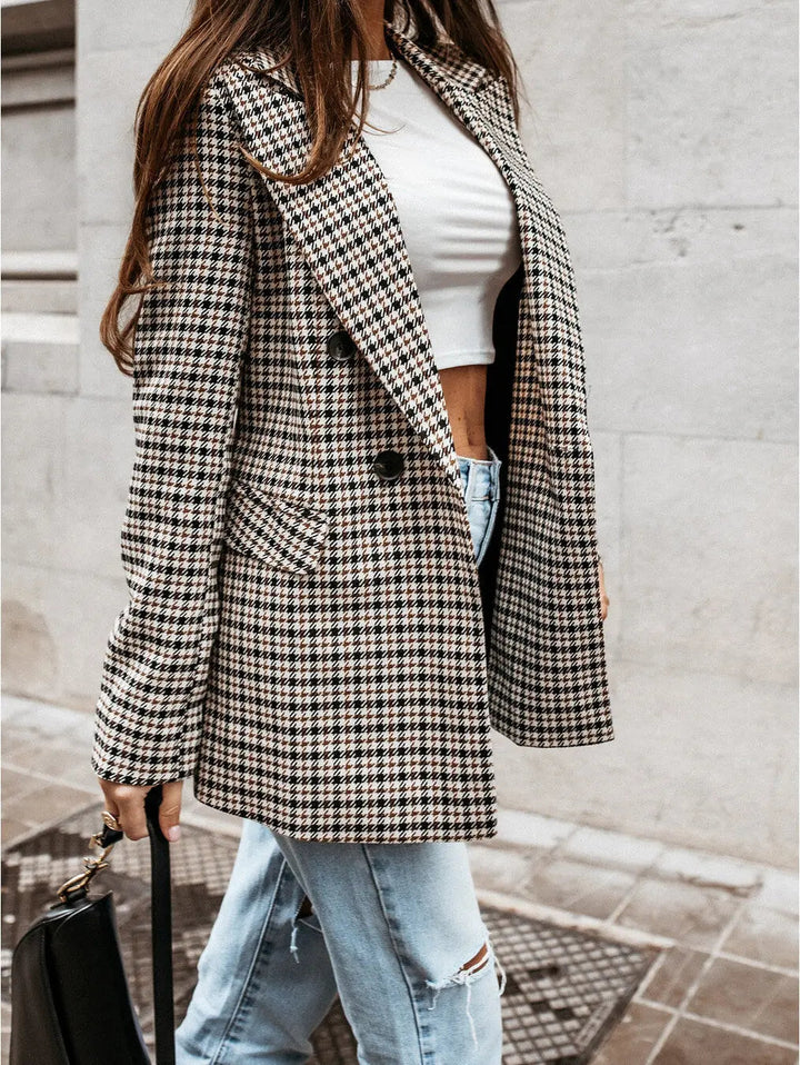 Sabrina Heritage Check Double-Breasted Blazer