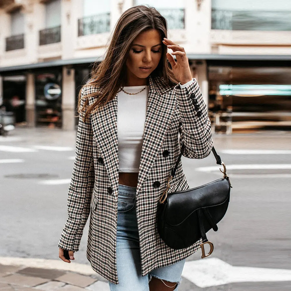 Sabrina Heritage Check Double-Breasted Blazer