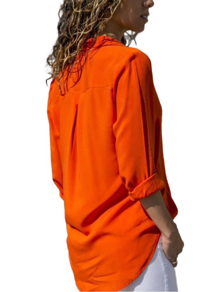 Ziva Roll Sleeve Utility Blouse