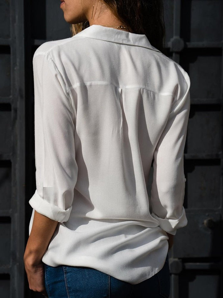 Ziva Roll Sleeve Utility Blouse