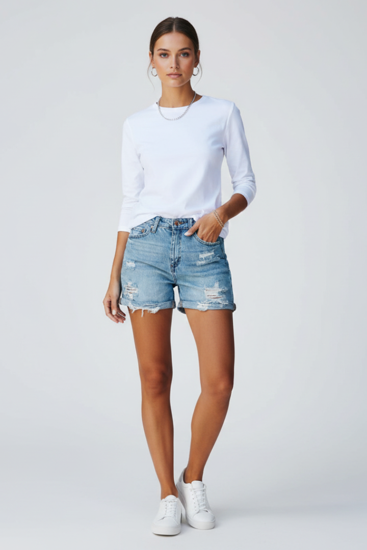 Charlotte Vintage Frayed Denim Shorts
