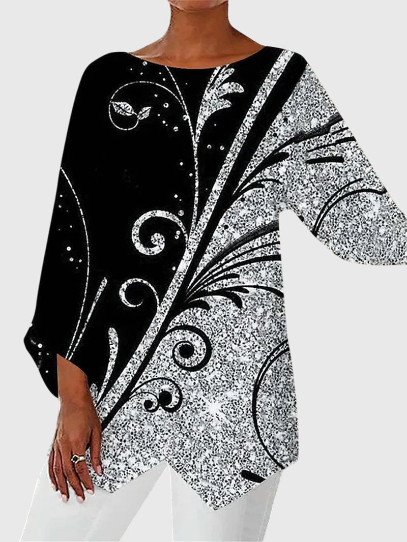 Valea Abstract Swan Tunic Blouse