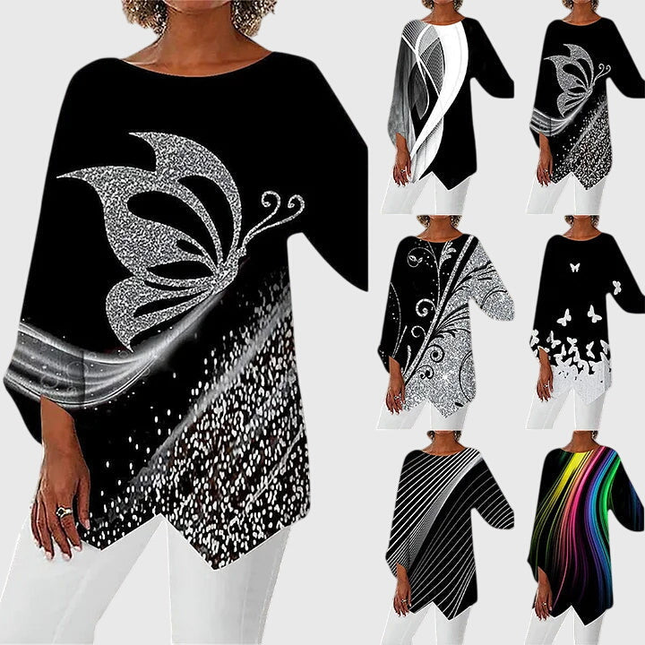 Valea Abstract Swan Tunic Blouse