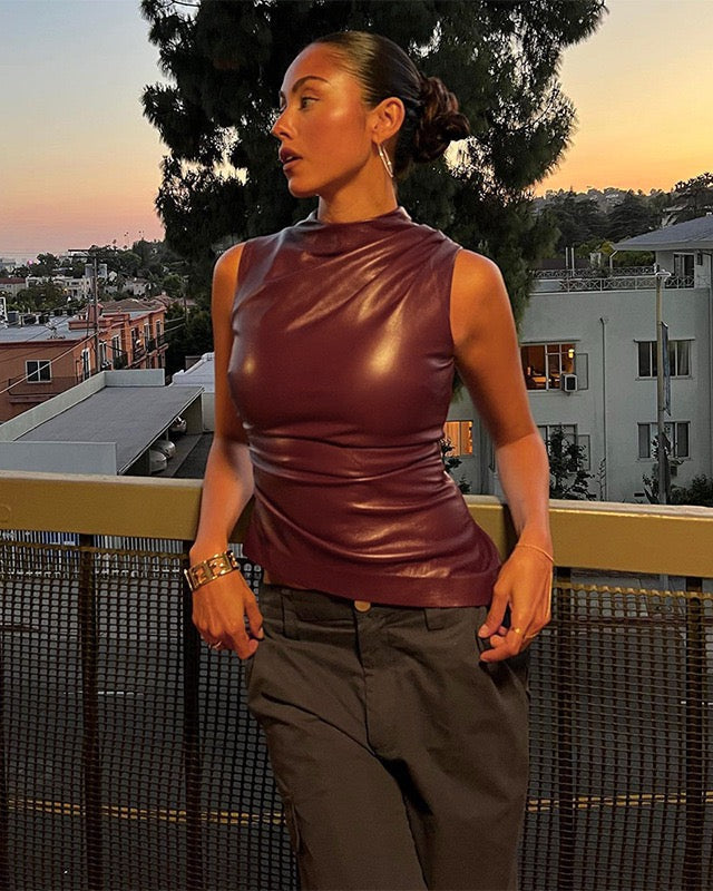 Luxe High Neck Satin Top