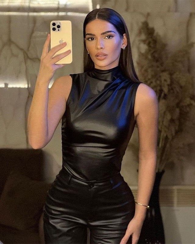 Luxe High Neck Satin Top