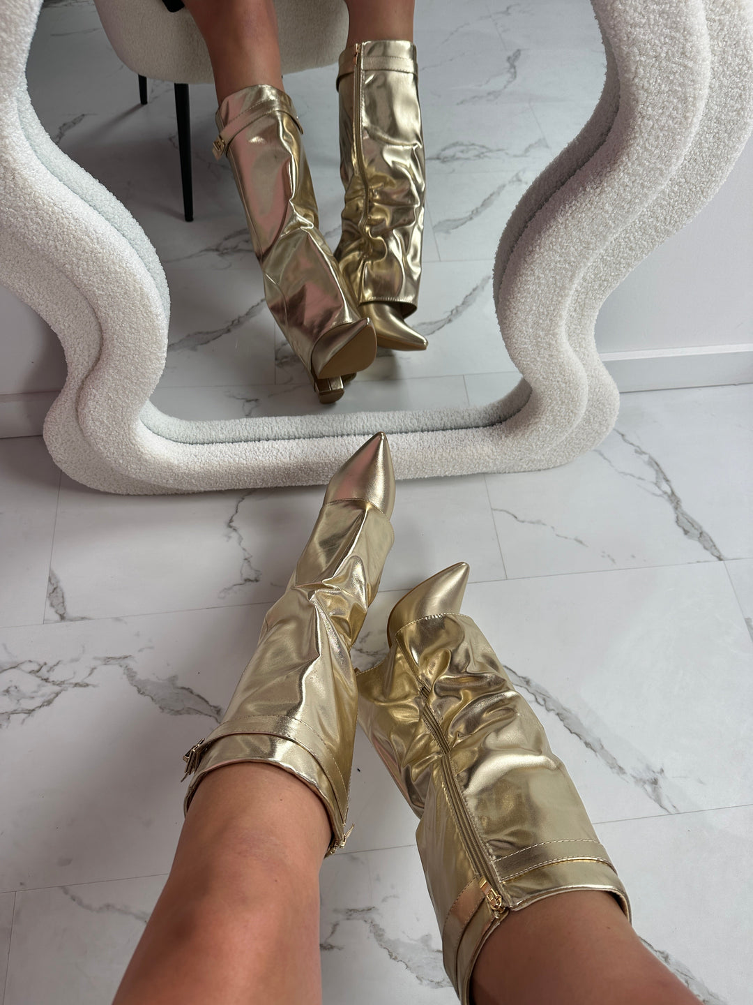 Millicent Metallic Knee High Boots