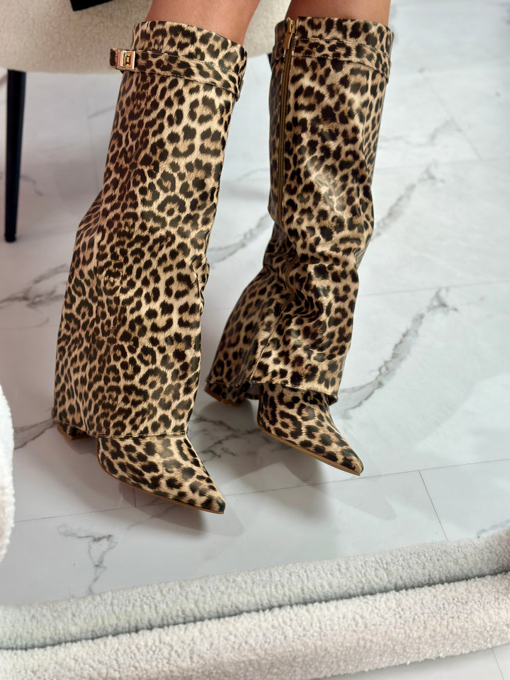 Lucasta Leopard Print Knee High Boots