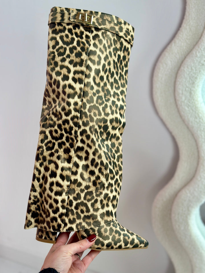 Lucasta Leopard Print Knee High Boots