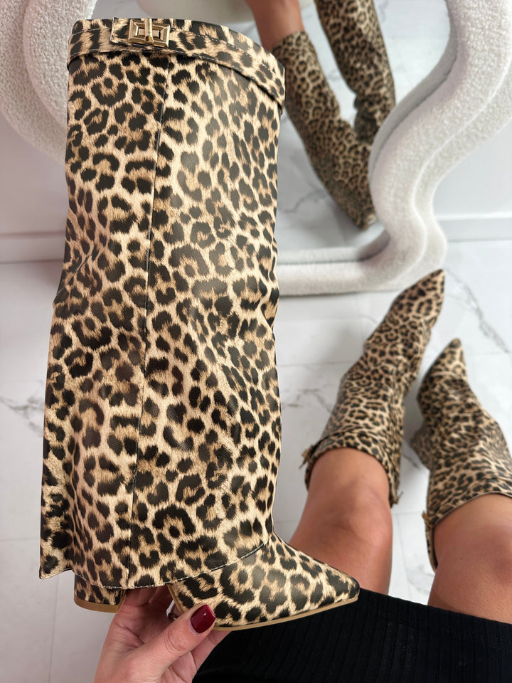 Lucasta Leopard Print Knee High Boots