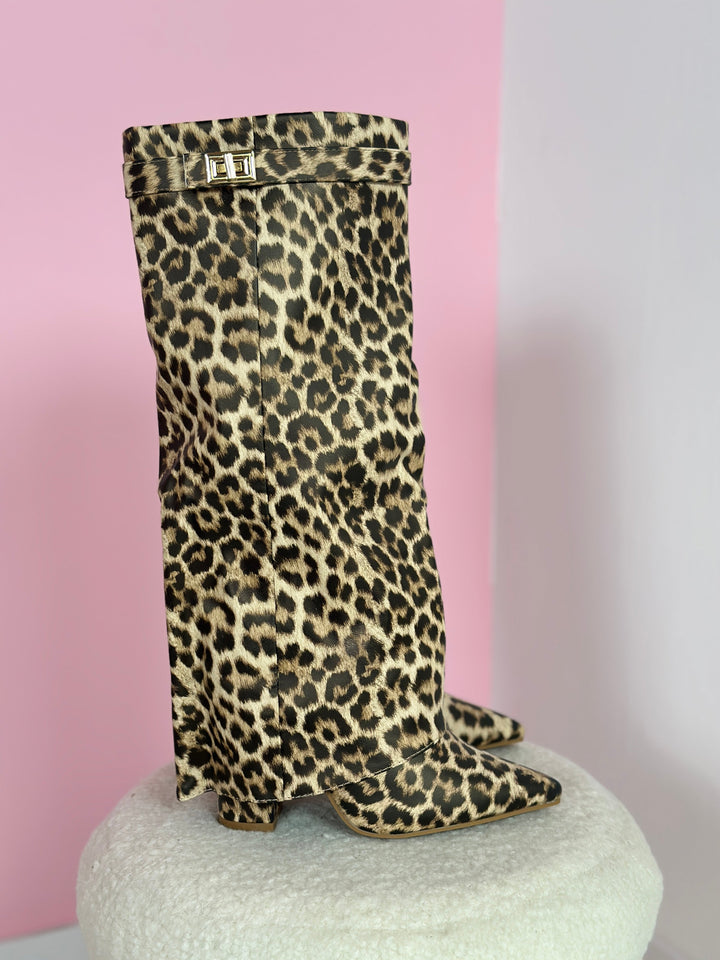 Lucasta Leopard Print Knee High Boots
