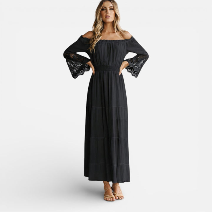 Dorothy Off Shoulder Lace Sleeve Maxi Dress