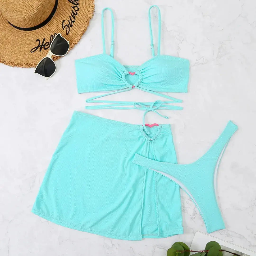 Carene Heart Ring Three-Piece Swim Set