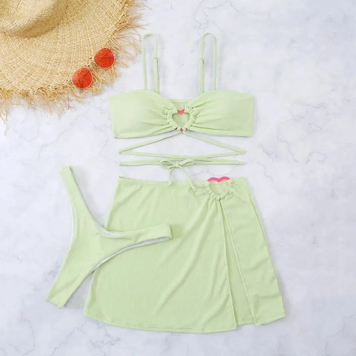 Carene Heart Ring Three-Piece Swim Set