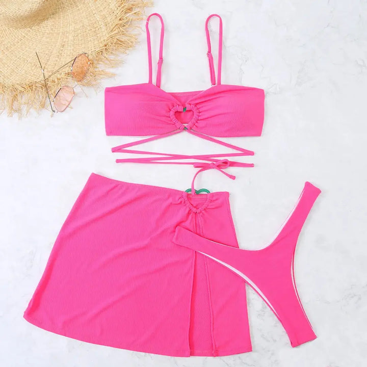 Carene Heart Ring Three-Piece Swim Set