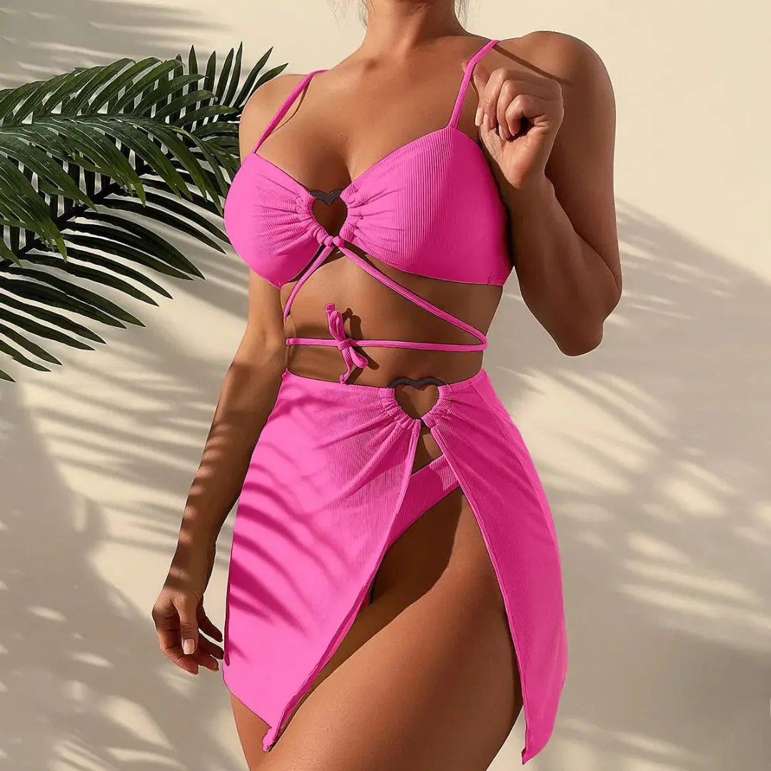 Carene Heart Ring Three-Piece Swim Set