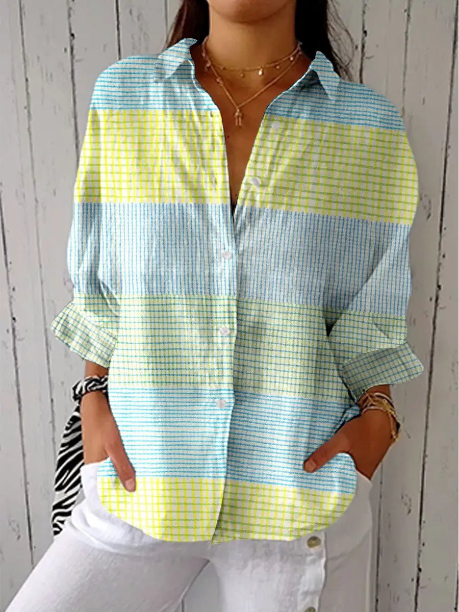 Ria Color Block Gingham Shirt