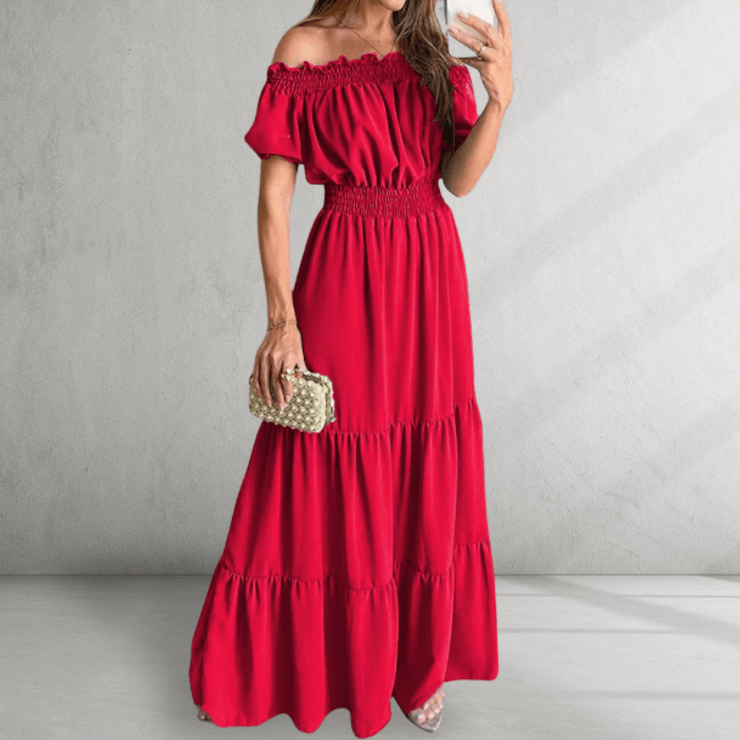 Gayle Off Shoulder Tiered Maxi Dress