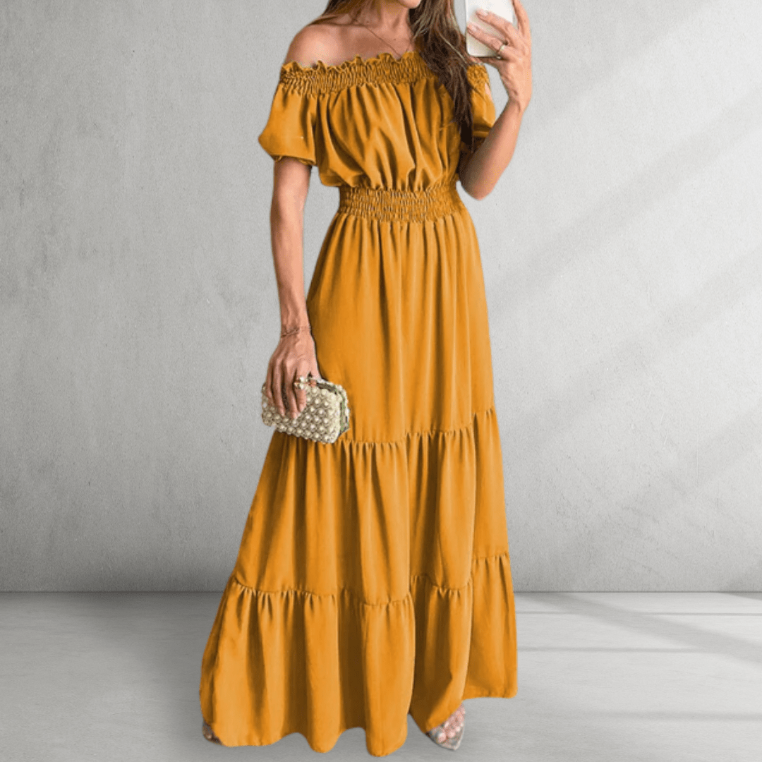 Gayle Off Shoulder Tiered Maxi Dress