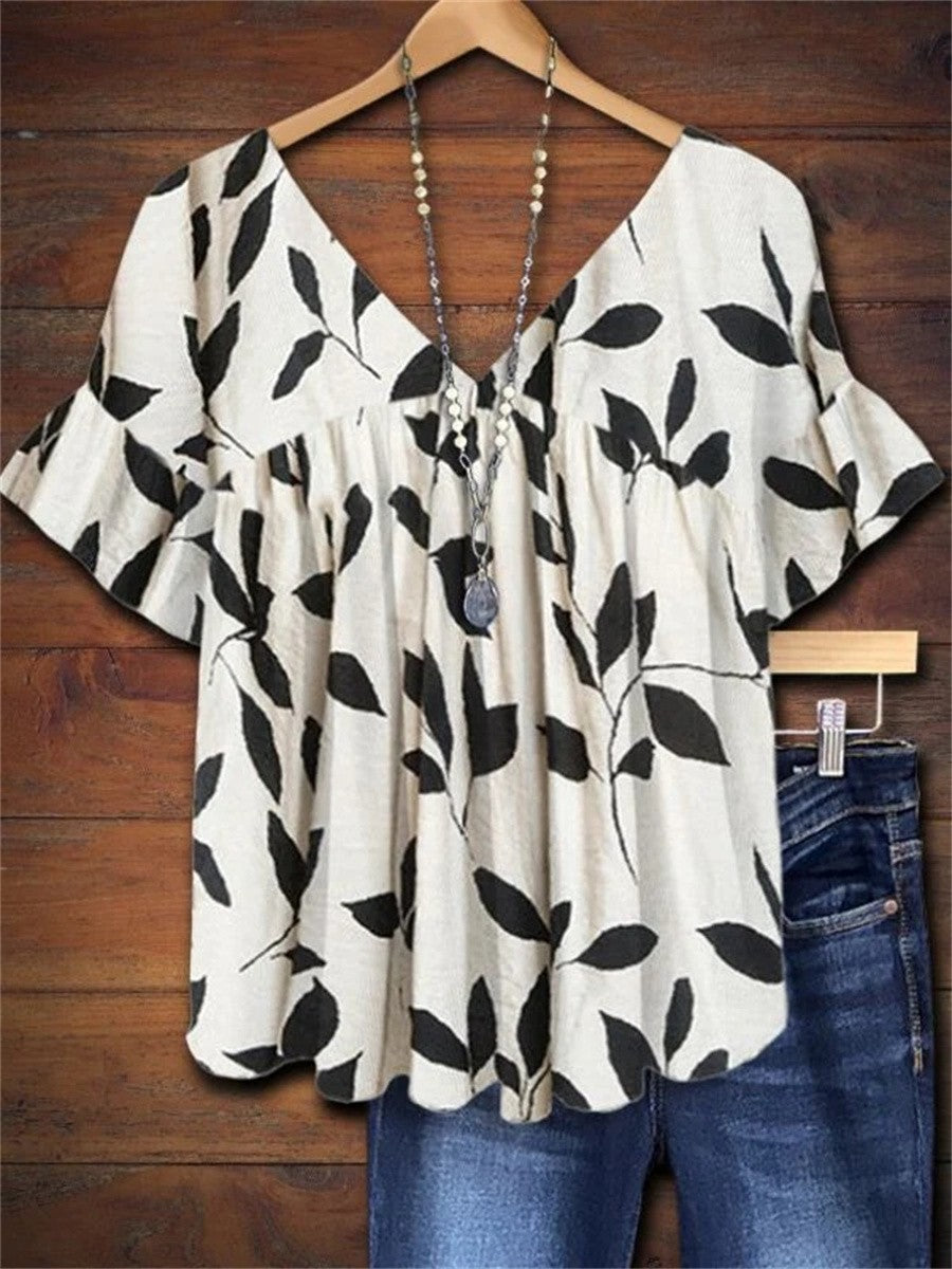 Una Botanical Print Peplum Blouse