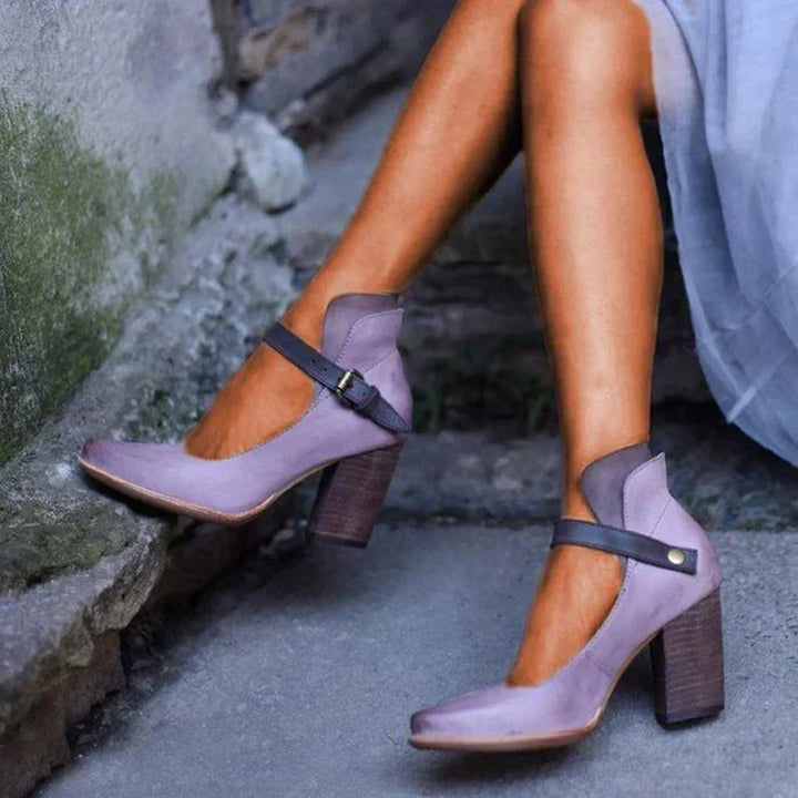 Laurie Sculpt Strap Block Heel Pumps