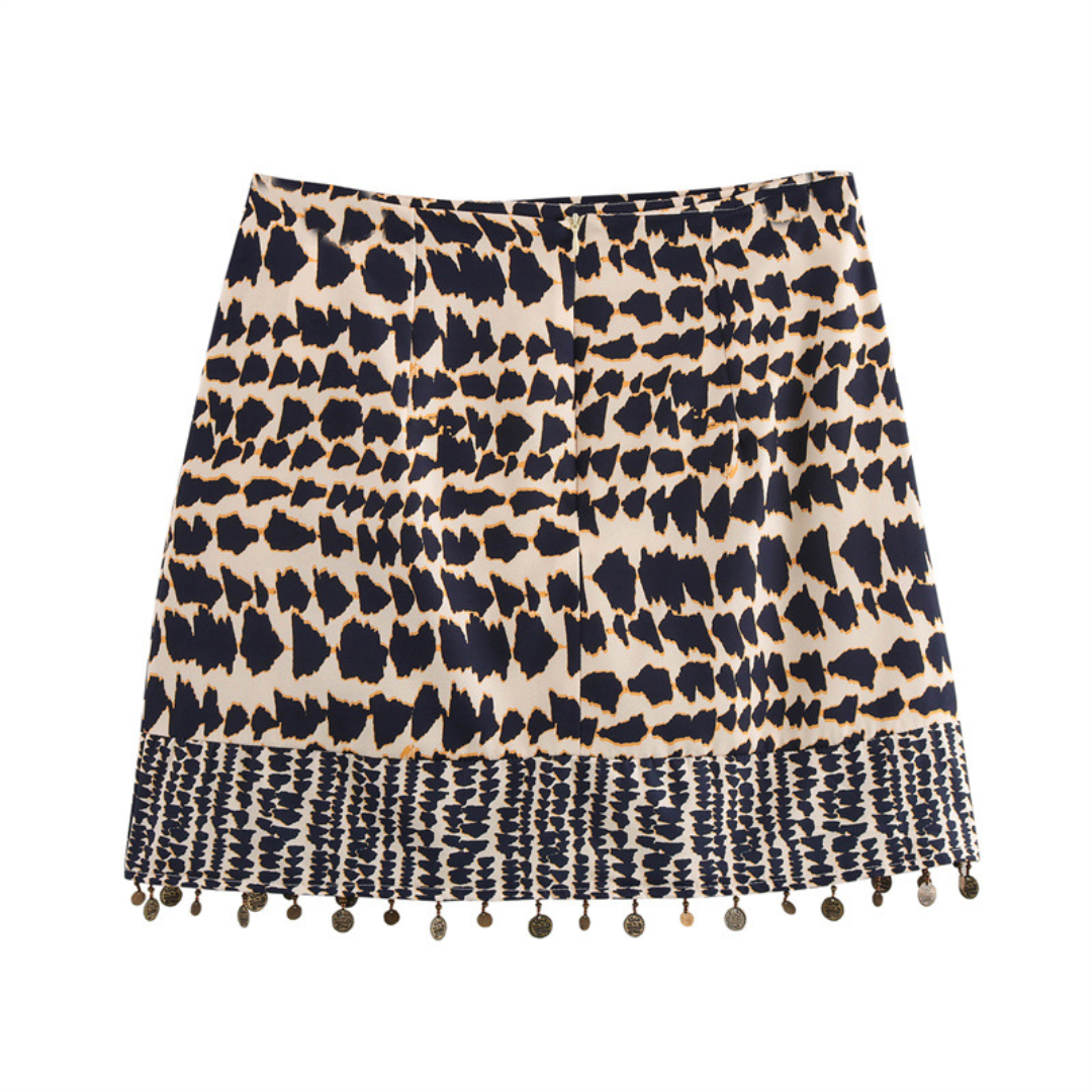 Abvina Printed Wrap Mini Skirt