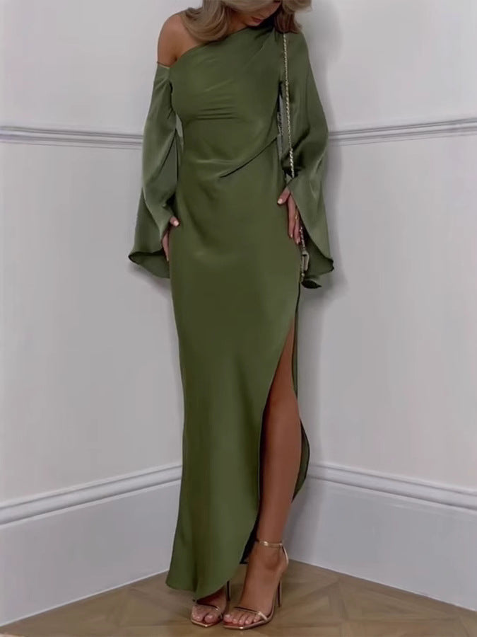 Evelia One-Shoulder Draped Maxi Dress