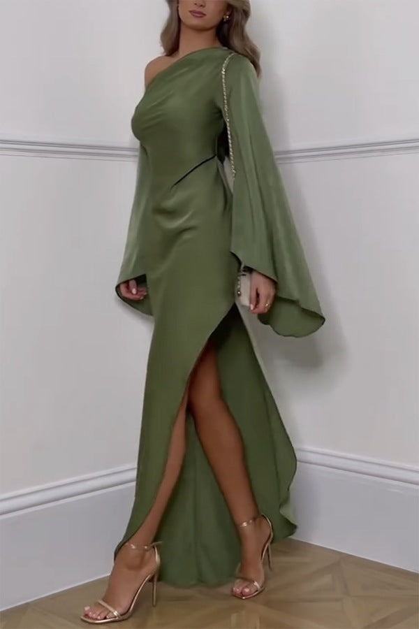 Evelia One-Shoulder Draped Maxi Dress