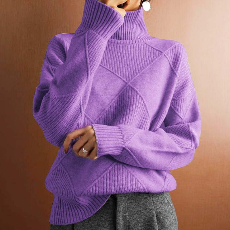 Blair Geometric Ribbed Turtleneck Sweater