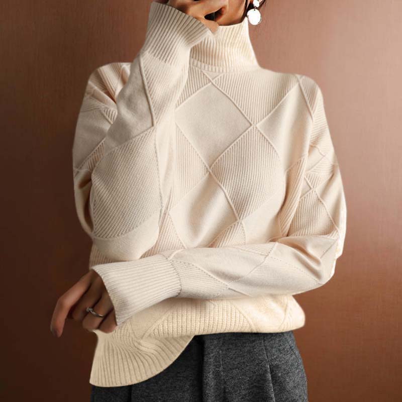 Blair Geometric Ribbed Turtleneck Sweater