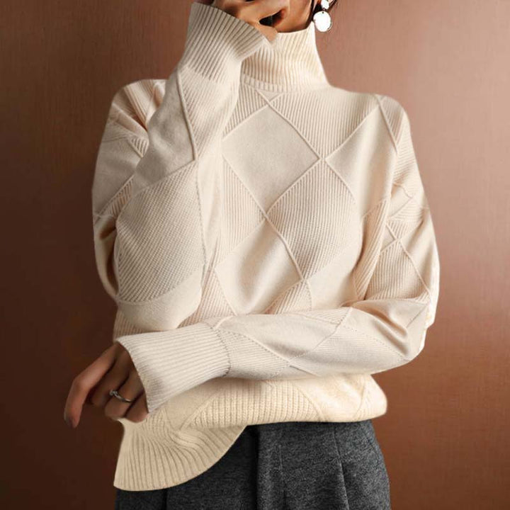 Blair Geometric Ribbed Turtleneck Sweater