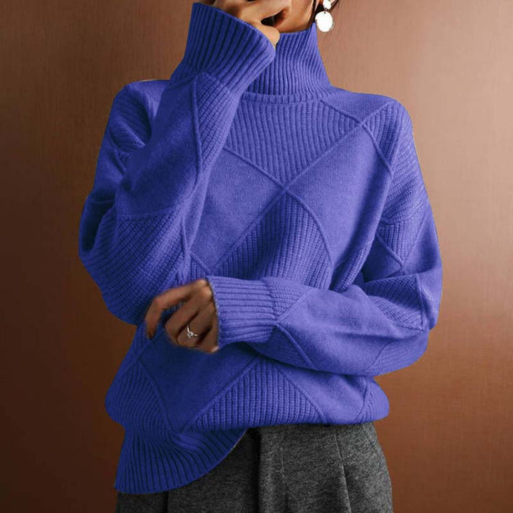 Blair Geometric Ribbed Turtleneck Sweater
