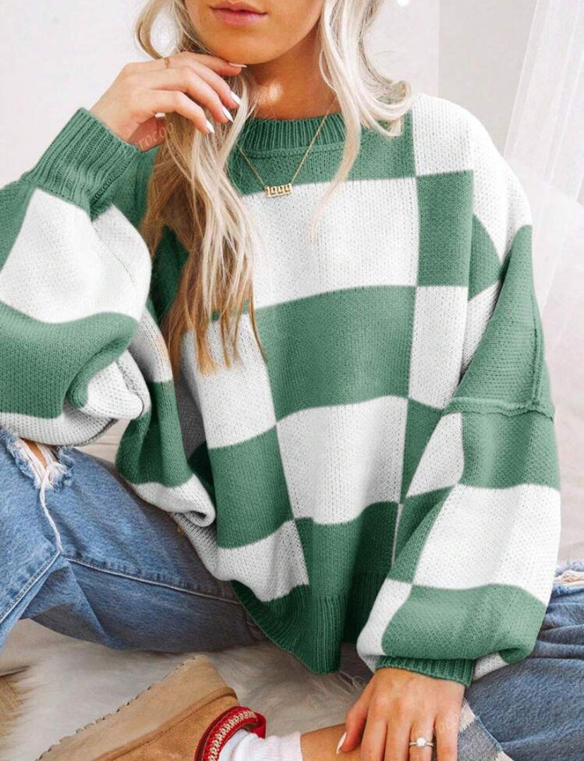 Azalea Striped Relaxed Crew Neck Sweater