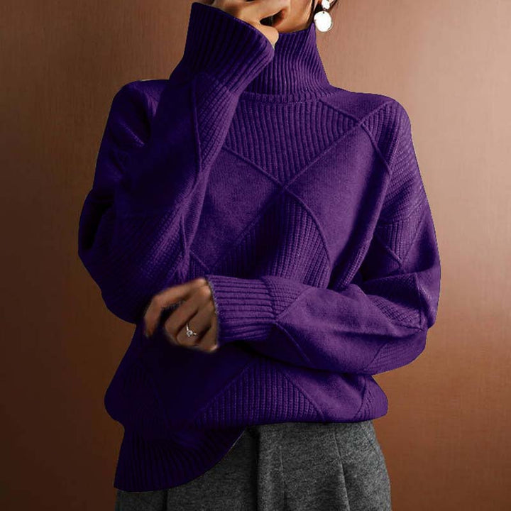 Blair Geometric Ribbed Turtleneck Sweater