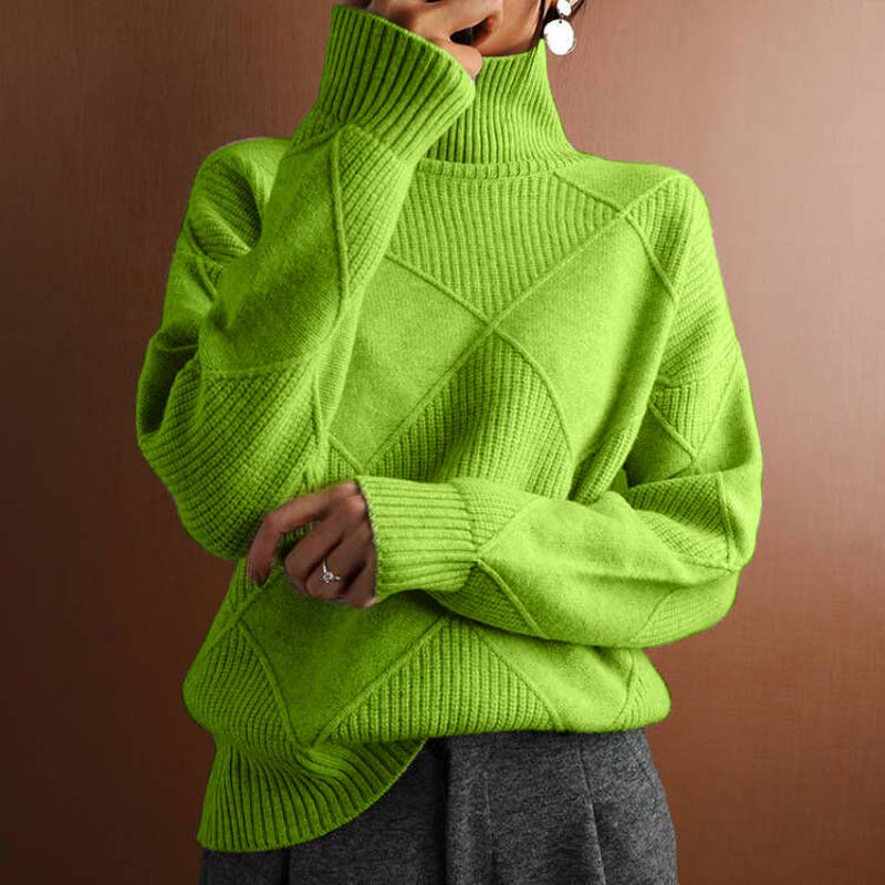 Blair Geometric Ribbed Turtleneck Sweater