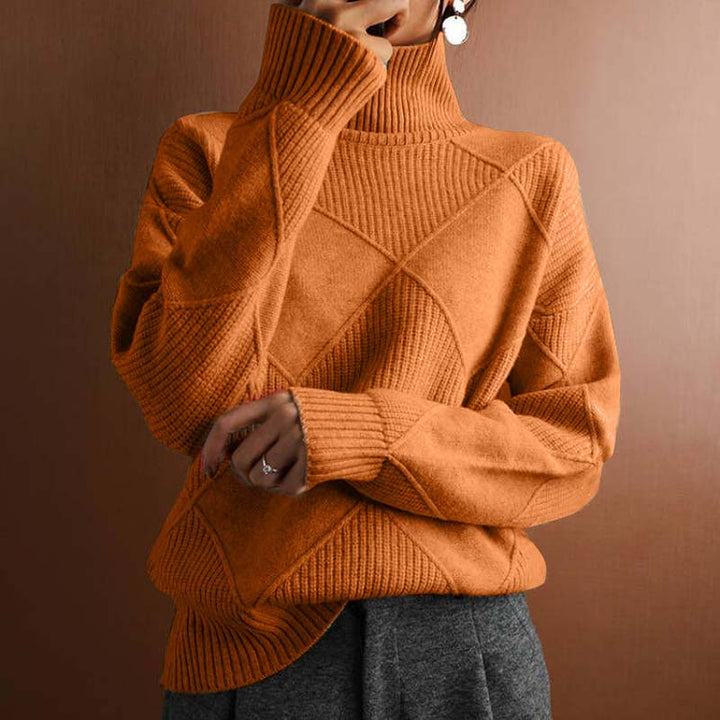 Blair Geometric Ribbed Turtleneck Sweater
