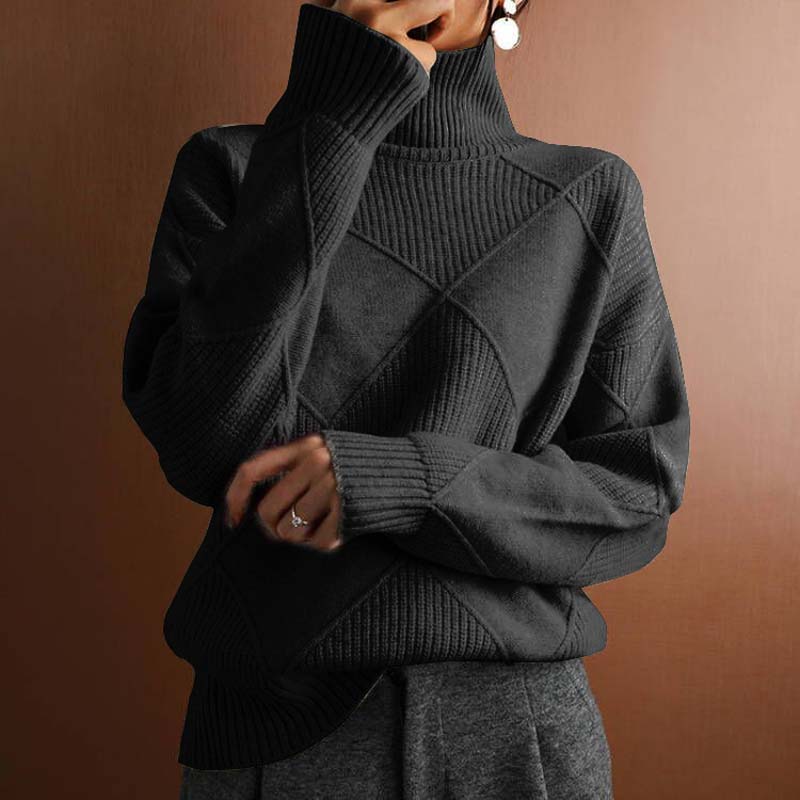 Blair Geometric Ribbed Turtleneck Sweater