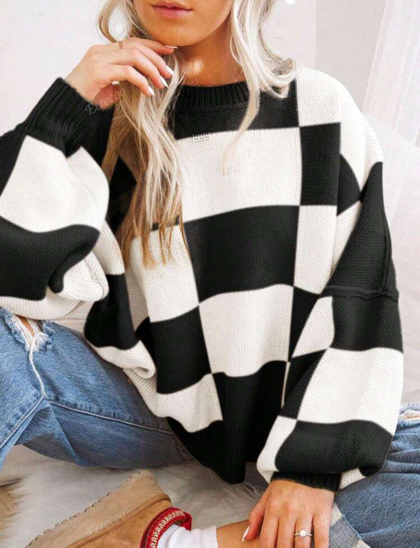 Azalea Striped Relaxed Crew Neck Sweater