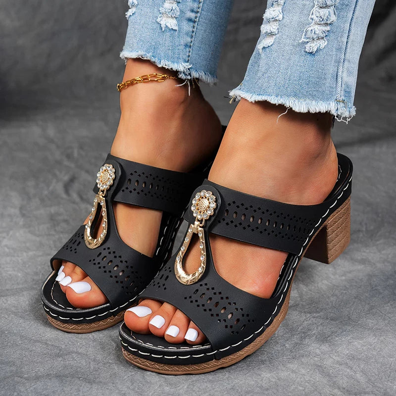 Karen Willow Charm Block Heel Sandals