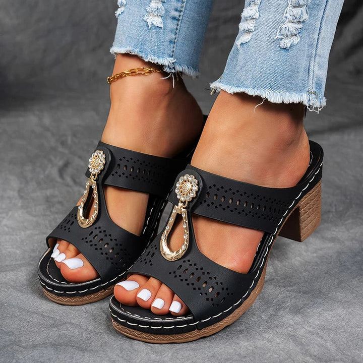 Karen Willow Charm Block Heel Sandals