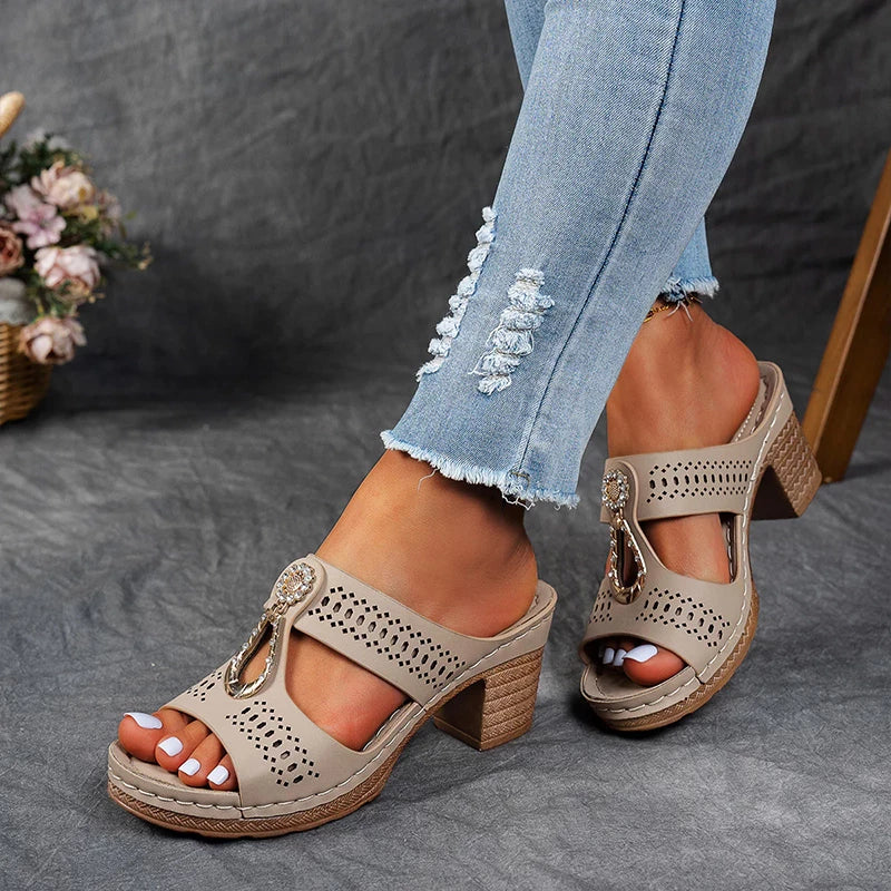 Karen Willow Charm Block Heel Sandals