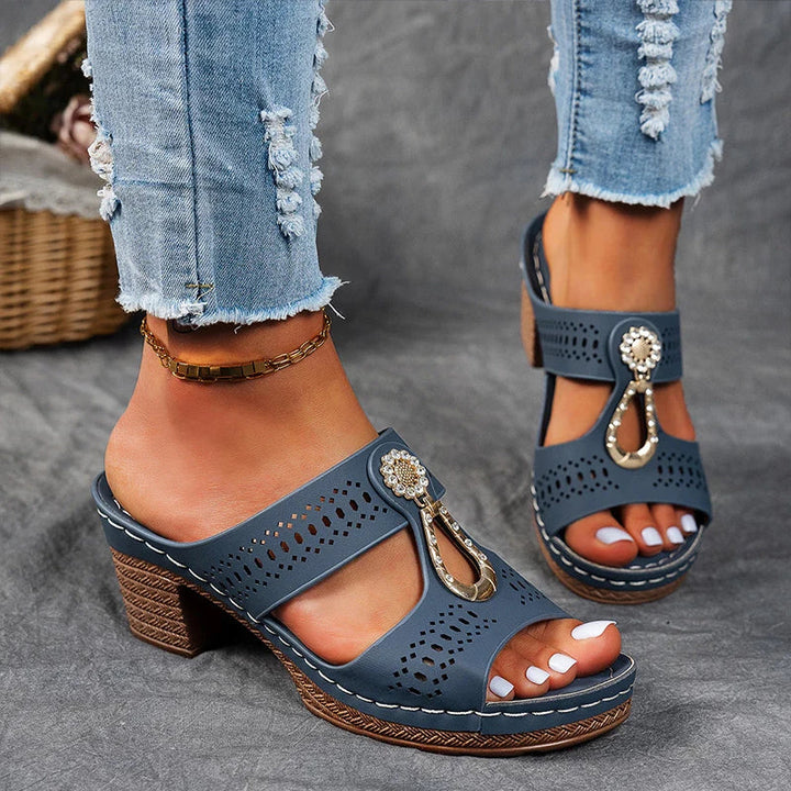 Karen Willow Charm Block Heel Sandals