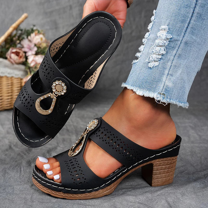 Karen Willow Charm Block Heel Sandals