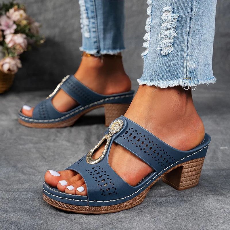 Karen Willow Charm Block Heel Sandals