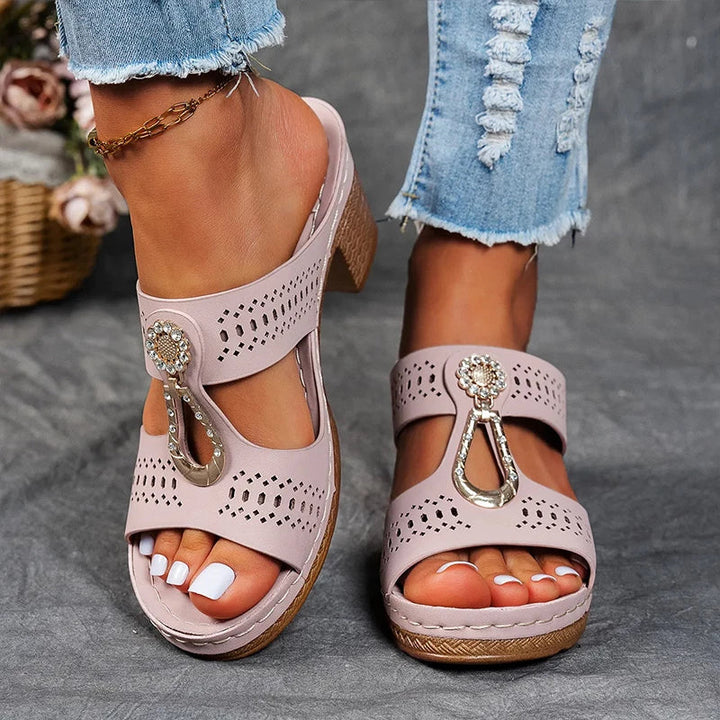 Karen Willow Charm Block Heel Sandals