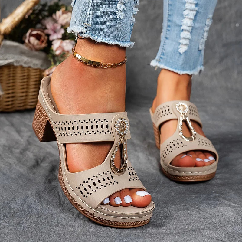 Karen Willow Charm Block Heel Sandals