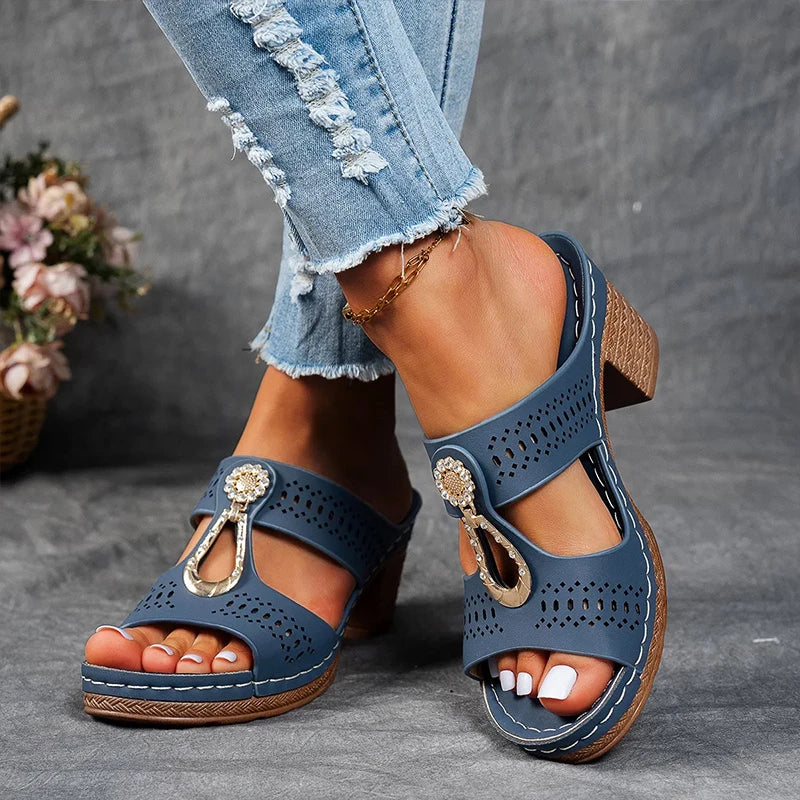 Karen Willow Charm Block Heel Sandals