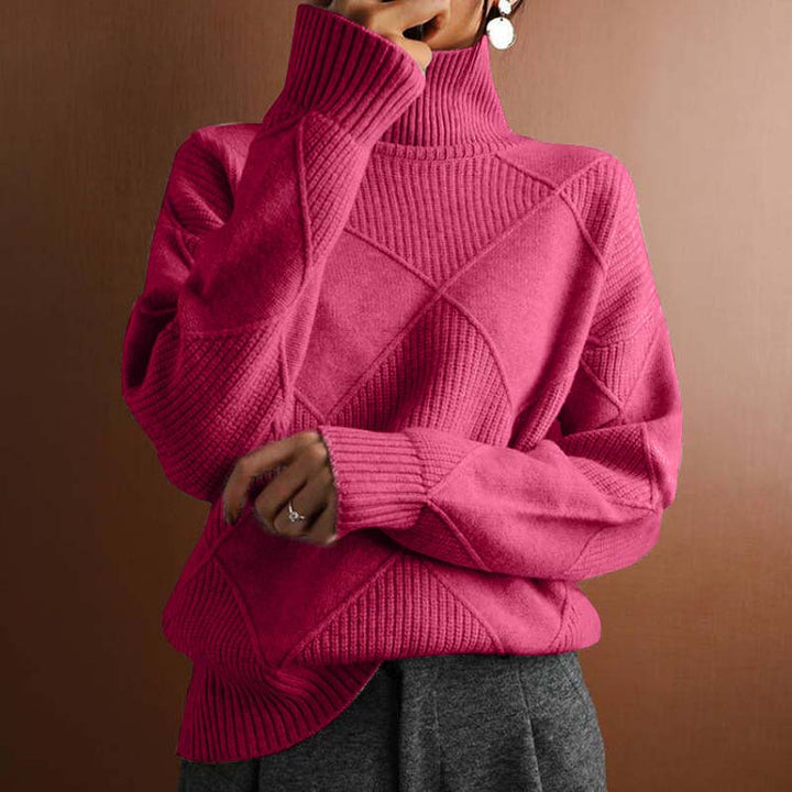 Blair Geometric Ribbed Turtleneck Sweater
