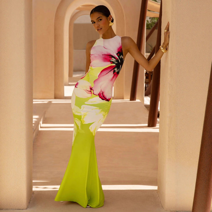Rylee Printed Bodycon Maxi Dress